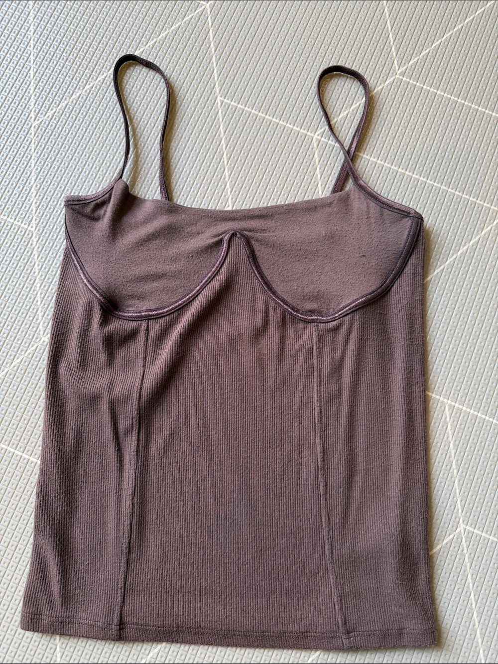 Joah Brown Corset Tank Top Brown Ribbed Bust-Detail Camisole Size S/M